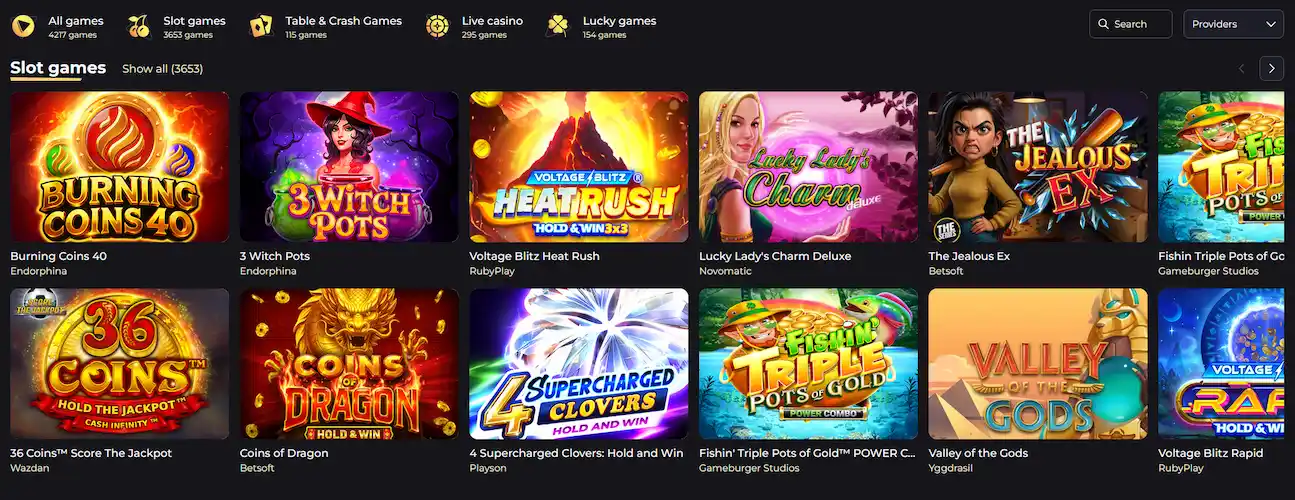 Slot-Auswahl bei Betizy Auswahl an Spielautomaten im Betizy Casino